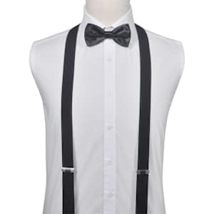 Men's Black Tie/Tuxedo Accessories Braces & Bow Tie Set Black