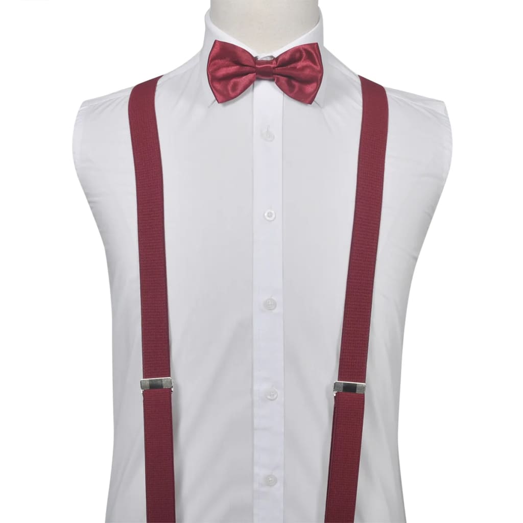 

vidaXL Smoking accessoires bretels en vlinderdas set mannen bordeauxrood