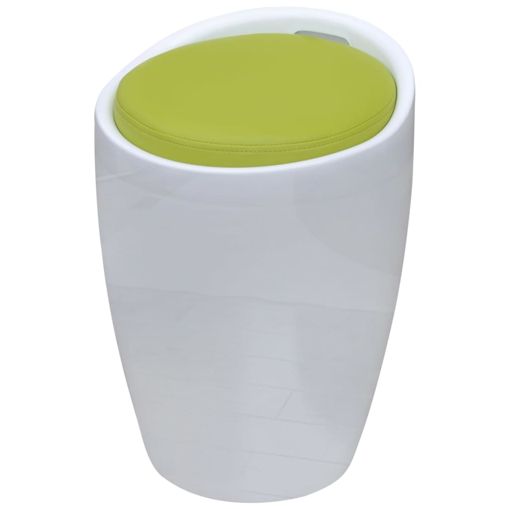 242245 Stool White and Green Faux Leather