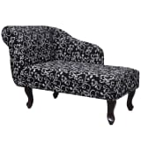vidaXL Șezlong cu model floral, material textil, negru și alb