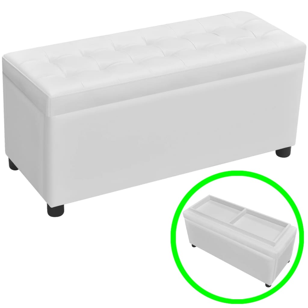vidaXL Taburet de depozitare, piele artificială, alb vidaxl.ro