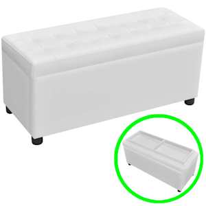 Tabure s prostorom za shranjevanje umetno usnje bele barve