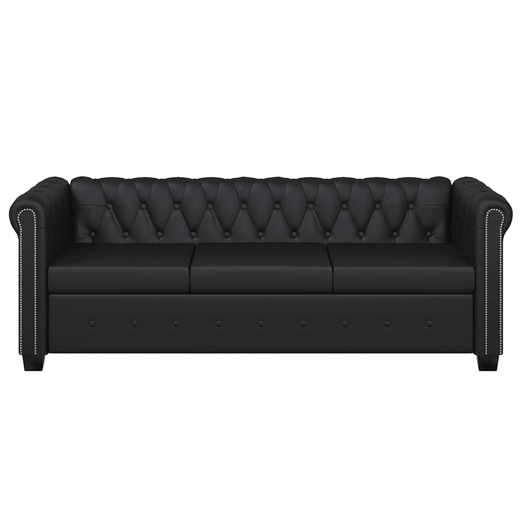 Canapé Chesterfield à 3 Places Cuir Synthétique Noir VidaXL 13 width=274