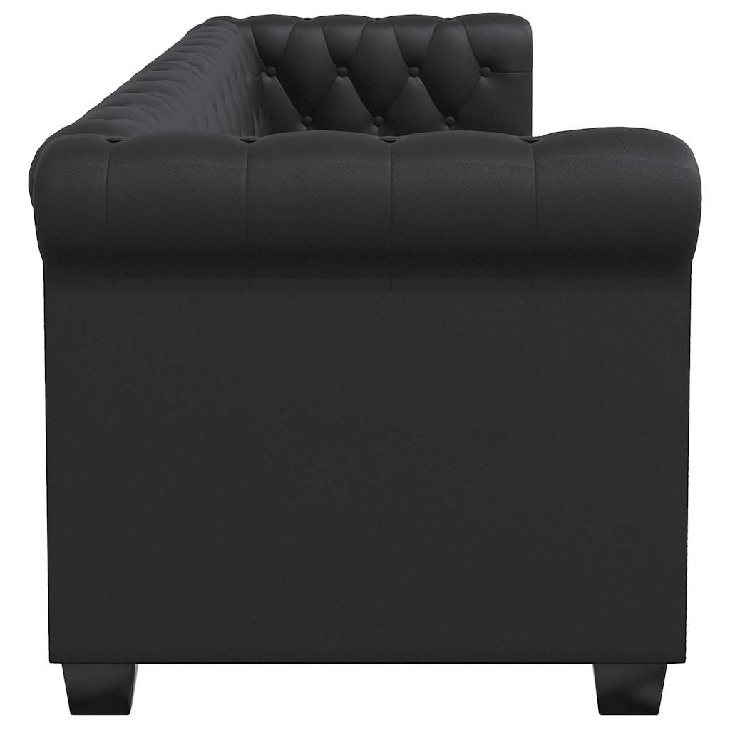 Canapé Chesterfield à 3 Places Cuir Synthétique Noir VidaXL 14 width=274