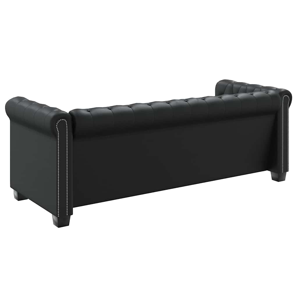 Canapé Chesterfield à 3 Places Cuir Synthétique Noir VidaXL 15 width=274