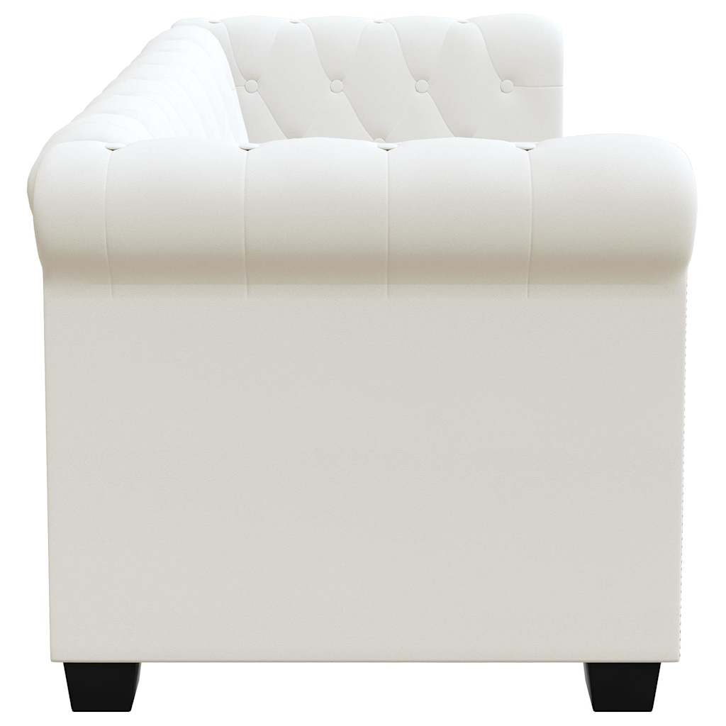Canapé Chesterfield à 2 Places Cuir Synthétique Blanc VidaXL 14 width=274