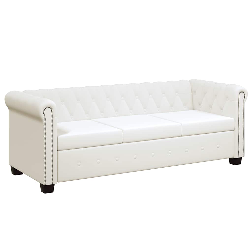 Thumbnail - vidaXL Chesterfield-Sofa 3-Sitzer Kunstleder Weiß