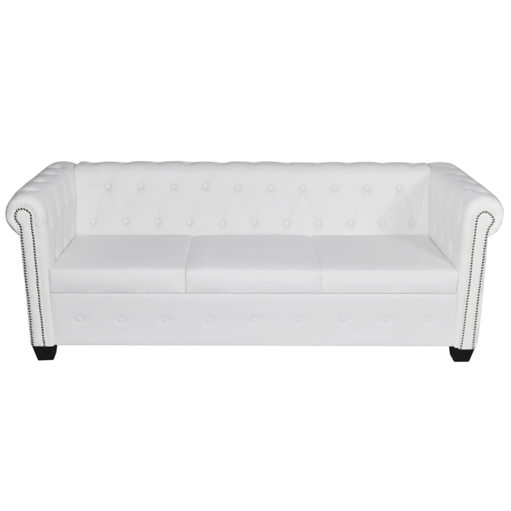 Thumbnail - vidaXL Chesterfield-Sofa 3-Sitzer Kunstleder Weiß