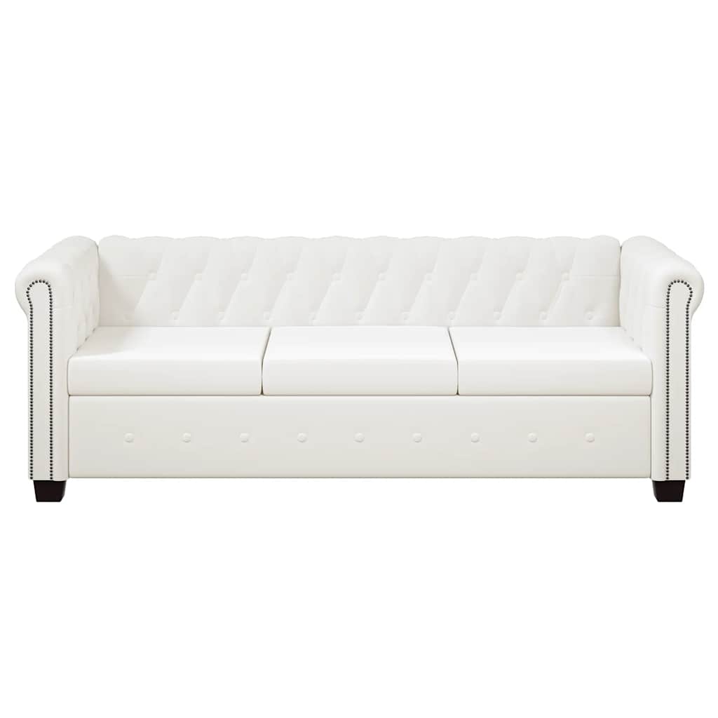 Thumbnail - vidaXL Chesterfield-Sofa 3-Sitzer Kunstleder Weiß