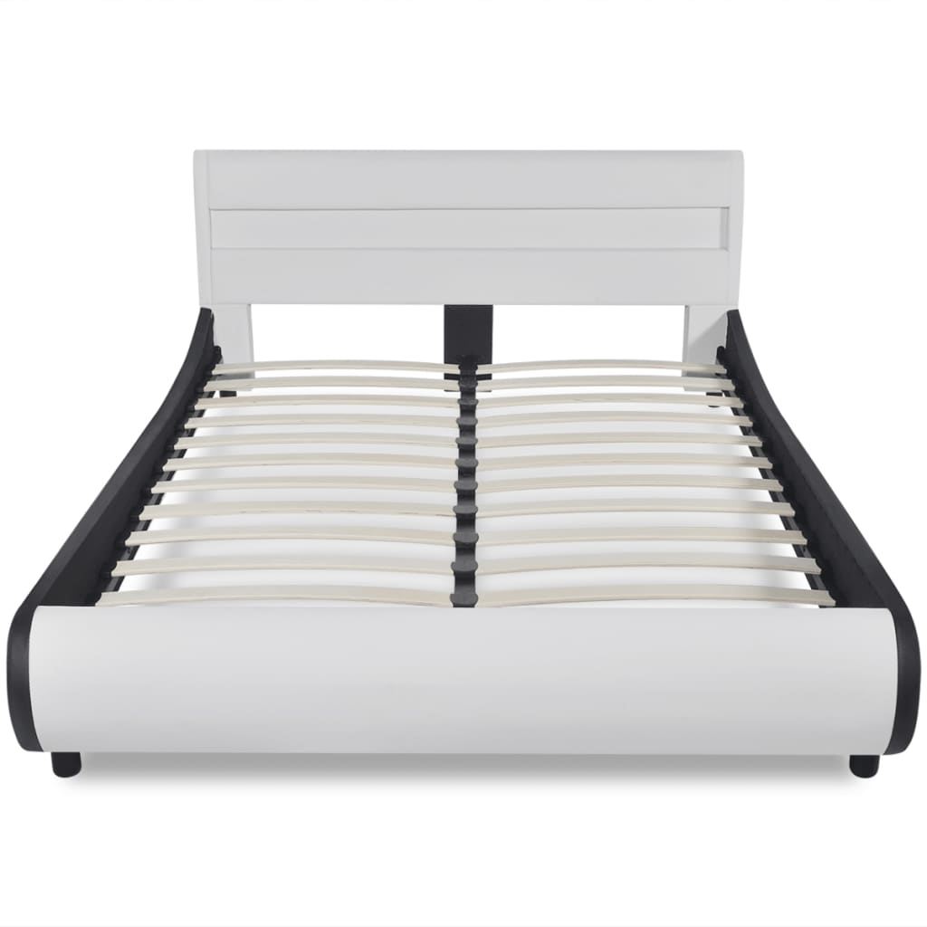 vidaXL Rama łóżka LED, biała, sztuczna skóra, 140 x 200 cm