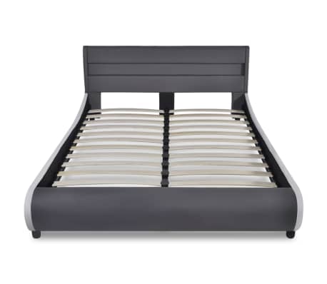 vidaXL Cadru pat cu LED, gri, 140 x 200 cm, piele artificială