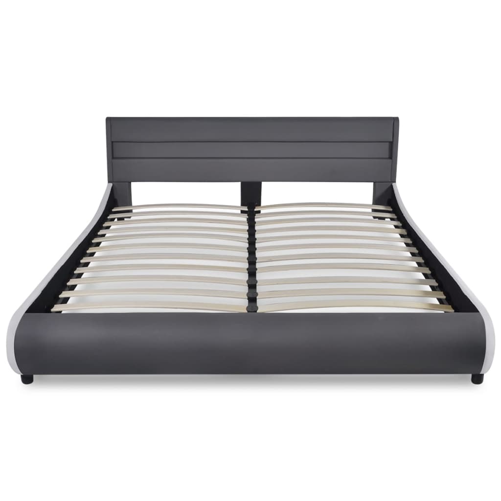 vidaXL Bed met LED hoofdeinde 180 cm kunstleer grijs