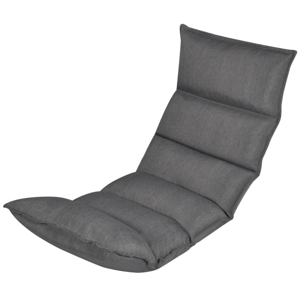 vidaXL Șezlong de podea pliabil, gri, material textil vidaxl.ro