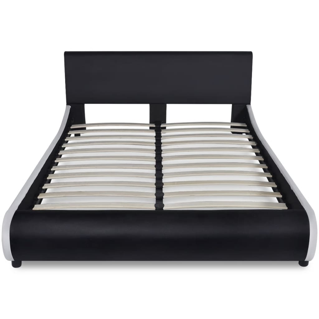 vidaXL Rama łóżka, czarna, sztuczna skóra, 140 x 200 cm