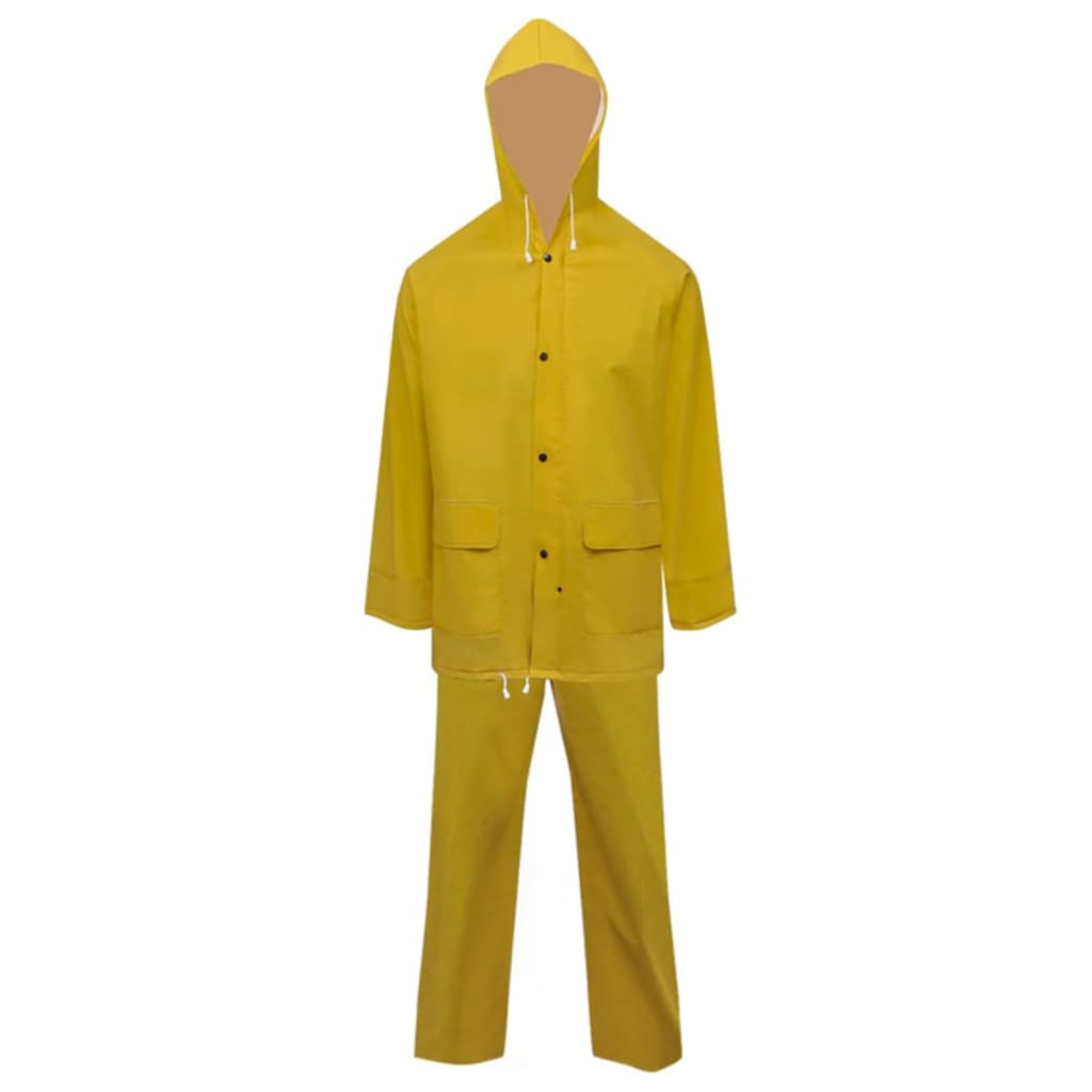 Waterproof Heavy-duty 2-piece Rain Suit with Hood Yellow M