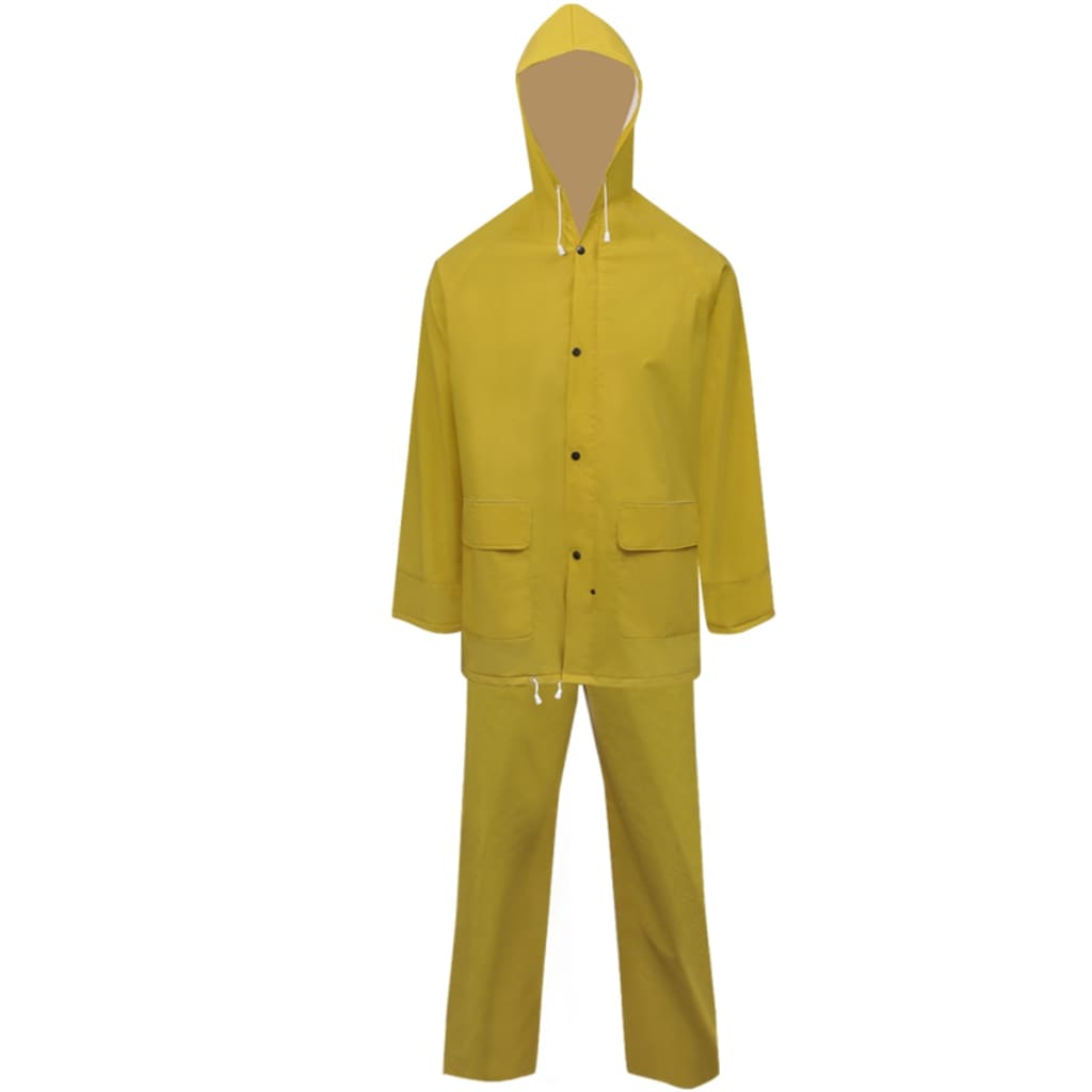 Costum de ploaie impermeabil cu glugă xl, galben, 2 piese