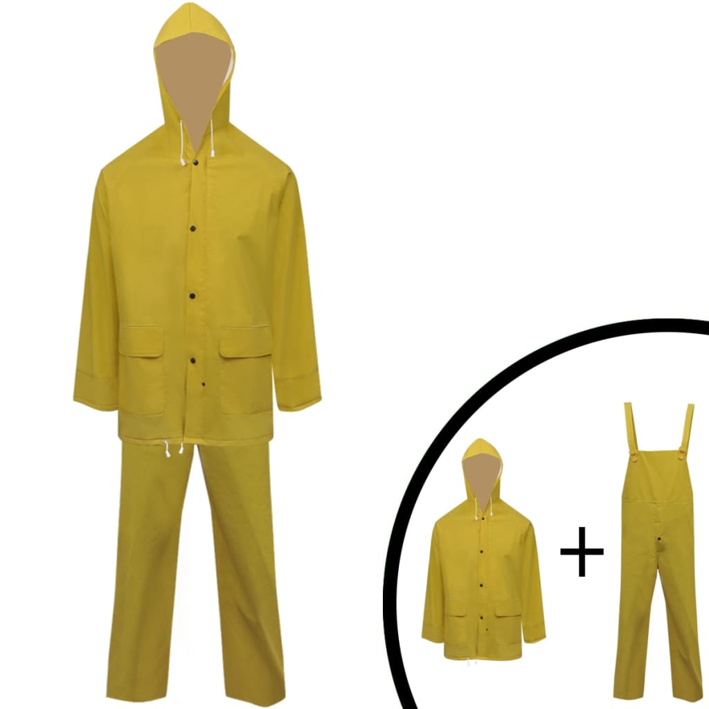 vidaXL Chubasquero impermeable 2 piezas capucha amarillo talla XXL