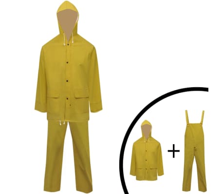 Waterproof Heavy-duty 2-piece Rain Suit with Hood Yellow XXL