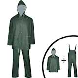 Vattentätt 2-delat regnställ med luva grön XXL