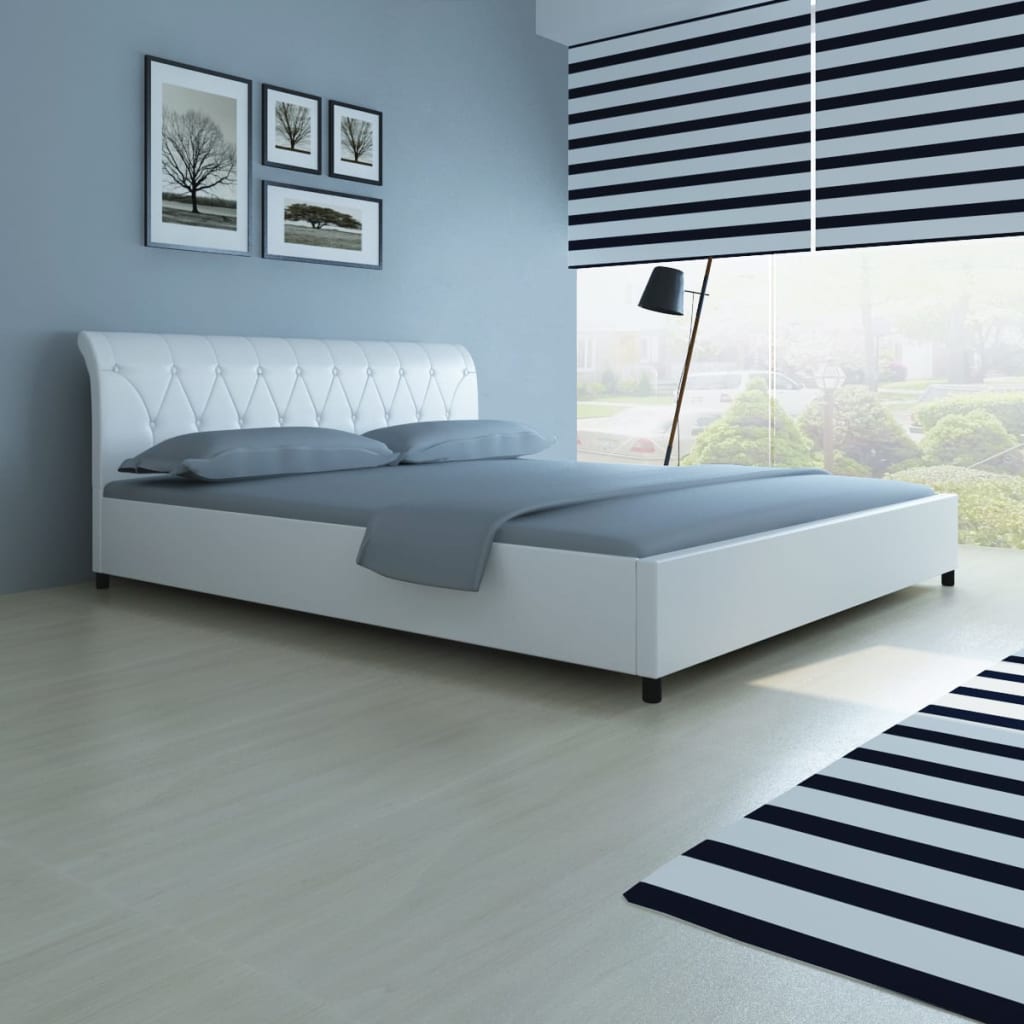 

vidaXL Bed met traagschuim matras kunstleer wit 180x200 cm