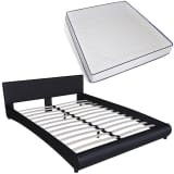 vidaXL Κρεβάτι LED Μαύρο 180 x 200 εκ. από Συνθετικό Δέρμα με Στρώμα