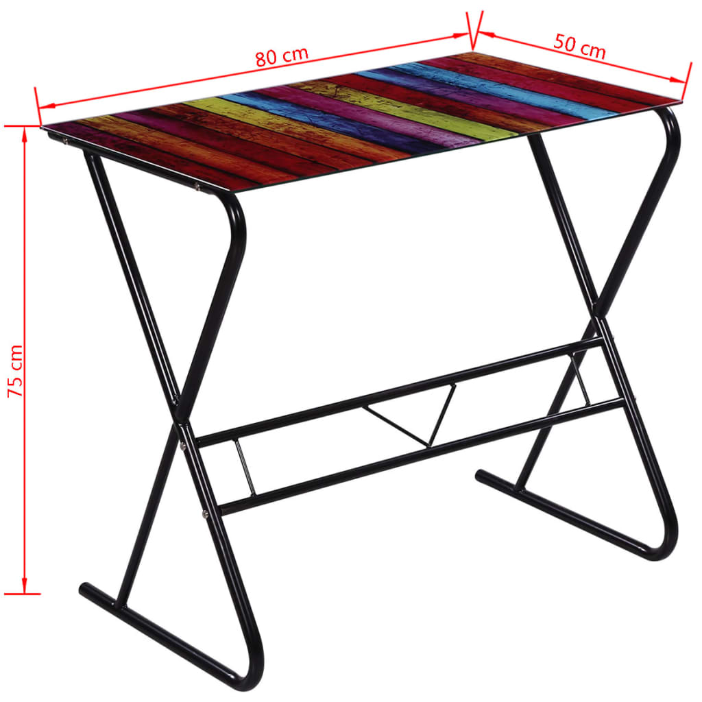 imagem de vidaXL Secretária de vidro com padrão arco-íris7