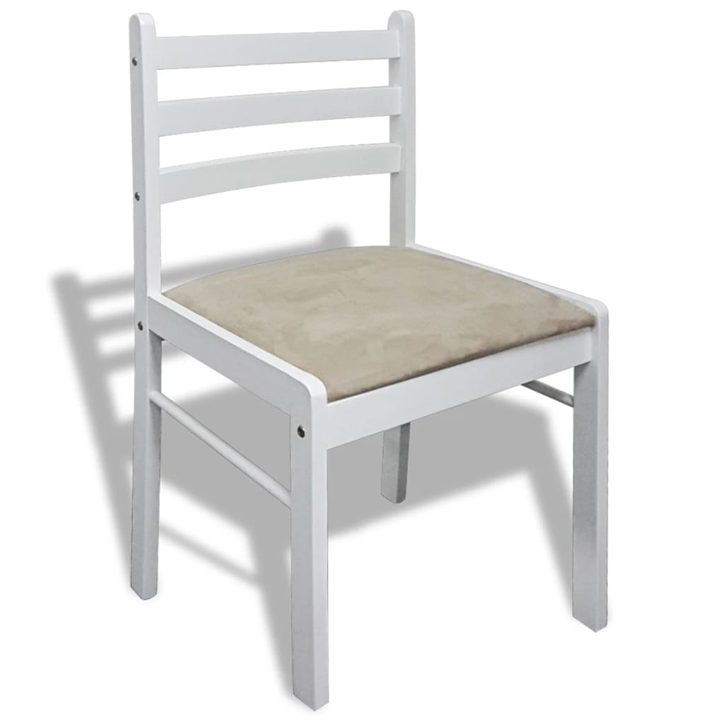  Jedálenské stoličky 6 ks, biele, drevený masív a zamat