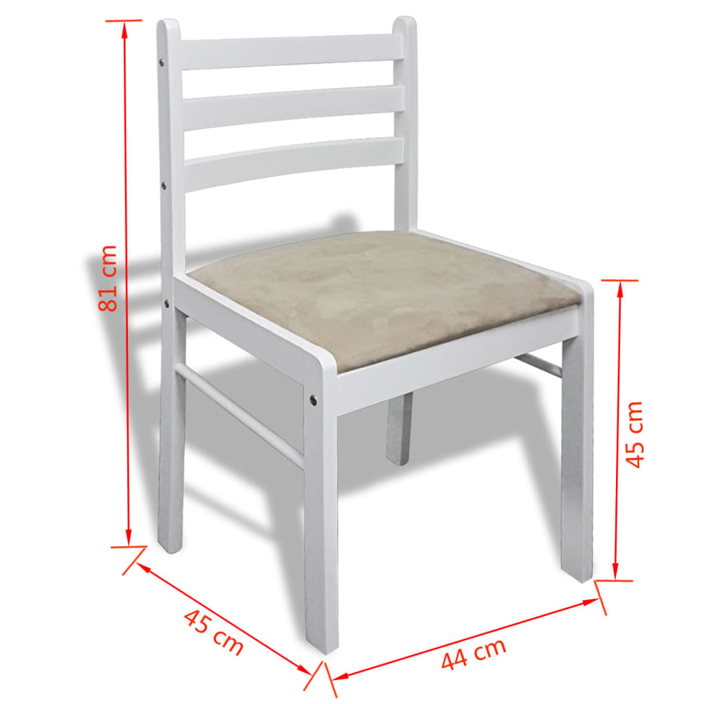  Jedálenské stoličky 6 ks, biele, drevený masív a zamat