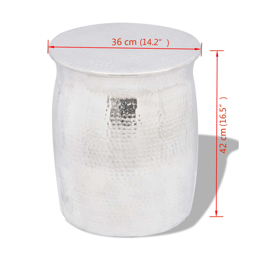 Hammered Aluminium Stool/Side Table Silver VidaXL 13 width=274