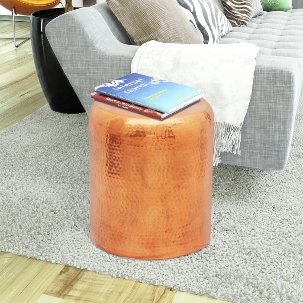 vidaXL Hammered Aluminium Stool/Side Table Brass/Copper Colour