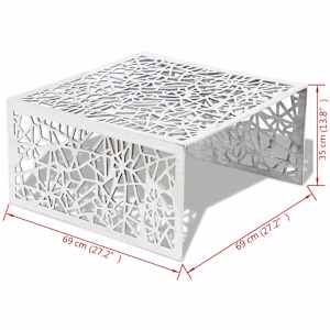 Hliníkový konferenční stolek stříbrný s geometrickým prolamováním - obrázek 5