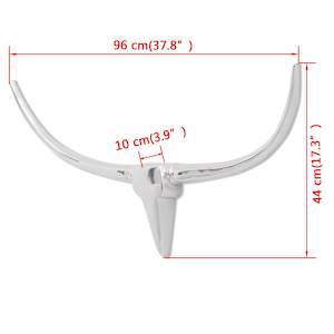 Nástěnná hliníková býčí hlava, dekorace, stříbrná barva 96 cm - obrázek 5