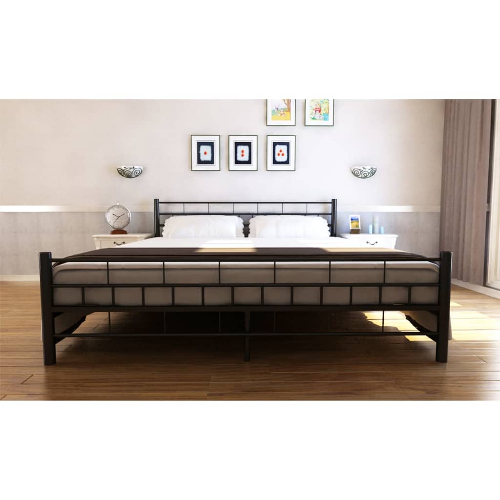 

vidaXL Bed met matras gepoedercoat staal zwart 180x200 cm