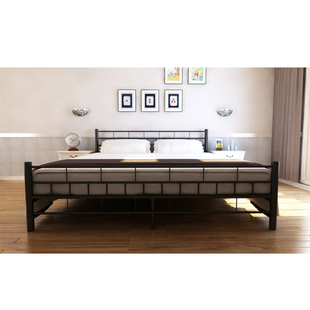 

vidaXL Bed met traagschuim matras staal zwart 140x200 cm
