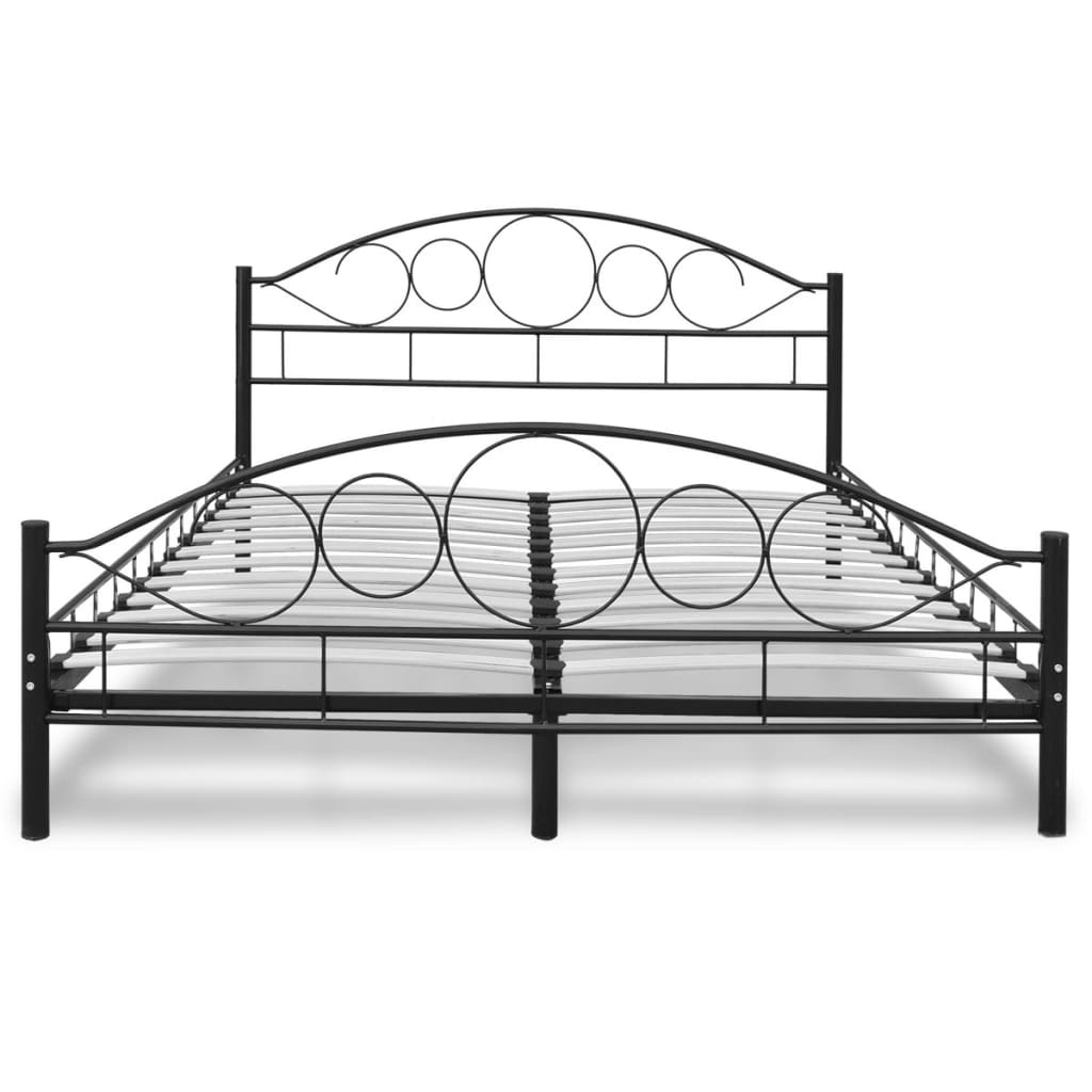 

vidaXL Bed met traagschuim matras staal zwart 140x200 cm