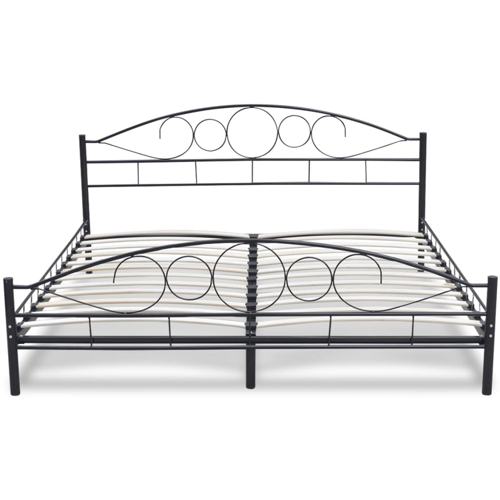 

vidaXL Bed met traagschuim matras staal zwart 180x200 cm