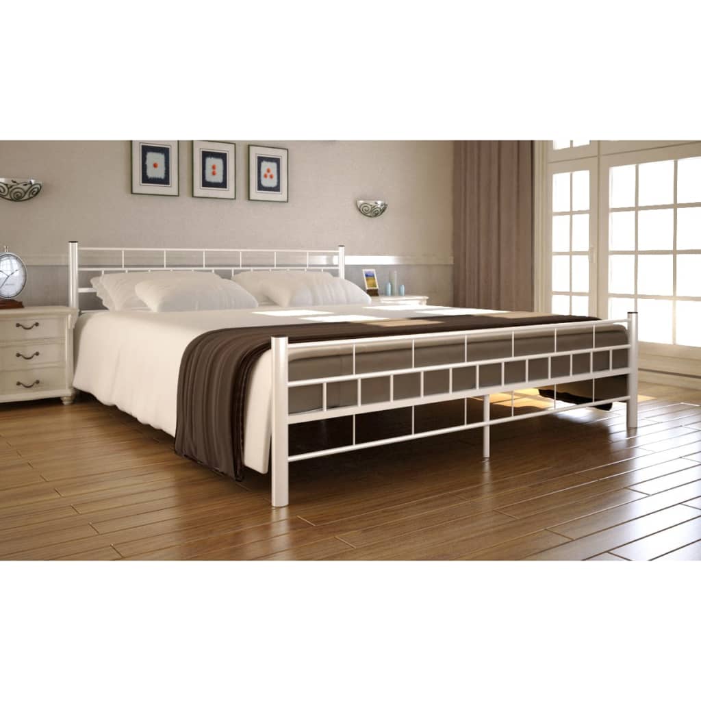 Bett mit Memory-Schaum-Matratze Weiß Stahl 140×200 cm kaufen