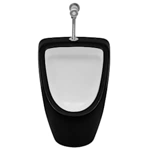 Wandh&auml;ngendes Urinal mit Sp&uuml;lventil Badkeramik schwarz