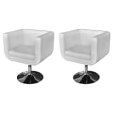 2 White Adjustable Armchairs with Chrome Base