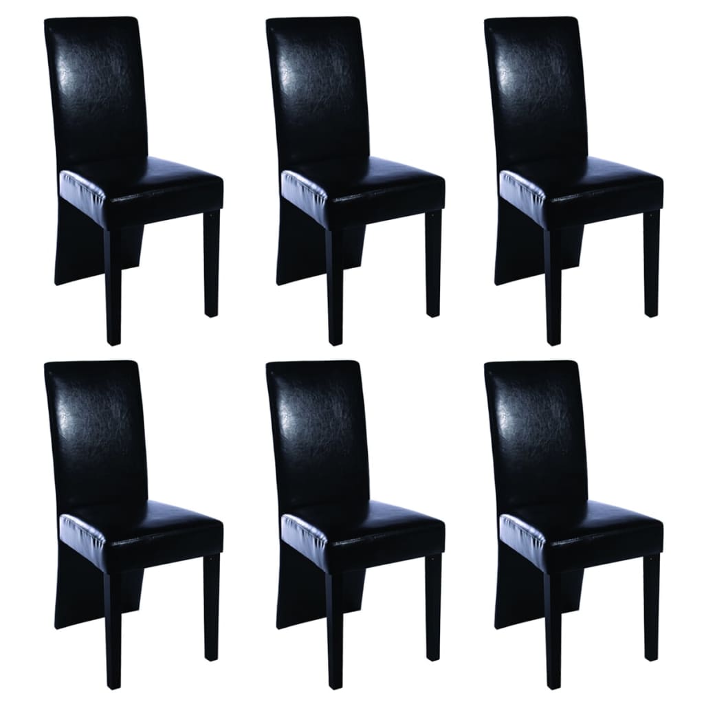 

vidaXL Dining Chairs 6 pcs Black Faux Leather