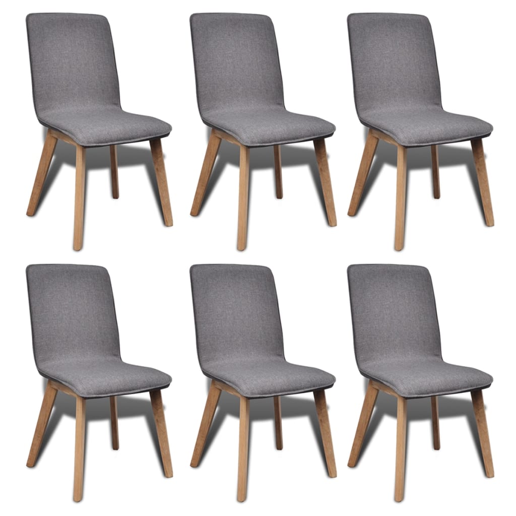 

vidaXL Dining Chairs 6 pcs Dark Gray Fabric and Solid Oak Wood