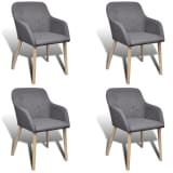 4 Fabric Dining Chairs with Armrest Dark Gray