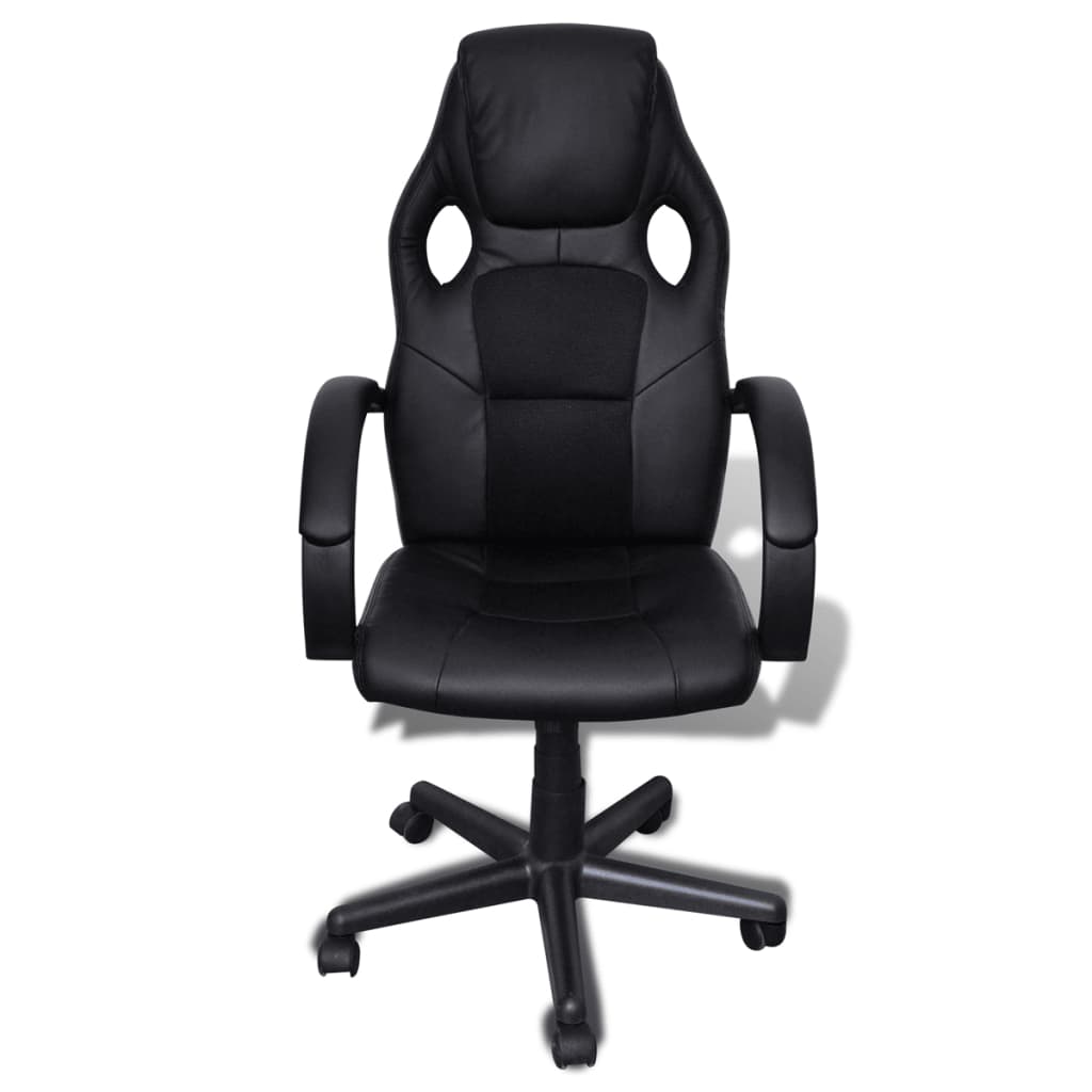 Artificial Leather Office Chair Height Adjustable Swivel Black