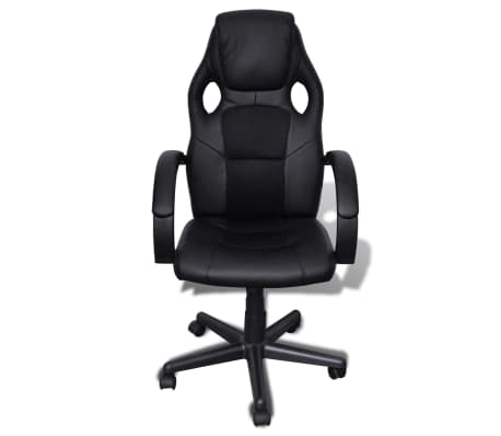 Artificial Leather Office Chair Height Adjustable Swivel Black