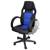 Artificial Leather Office Chair Height Adjustable Swivel Blue