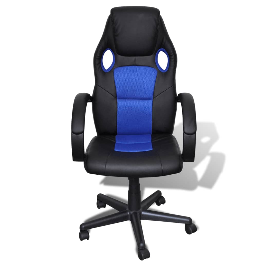 Artificial Leather Office Chair Height Adjustable Swivel Blue