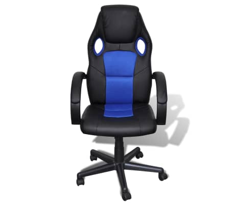 Artificial Leather Office Chair Height Adjustable Swivel Blue
