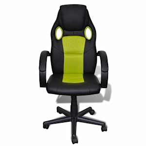 Artificial Leather Office Chair Height Adjustable Swivel Green