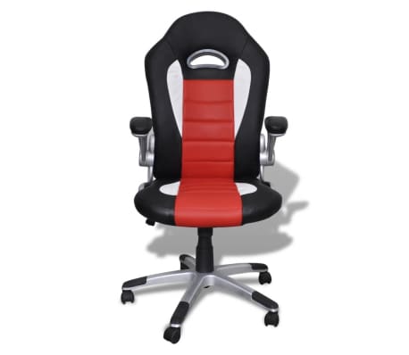 Artificial Leather Office Chair Height Adjustable Modern Red