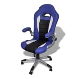Artificial Leather Office Chair Height Adjustable Modern Blue